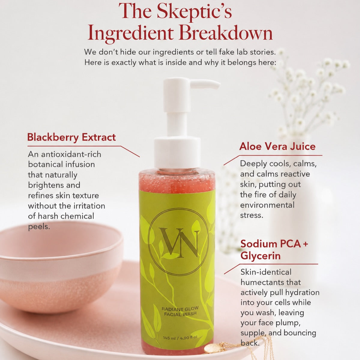 VERA NOAH Radiant Glow Facial Wash – Gentle Brightening Face Wash for Sensitive Skin