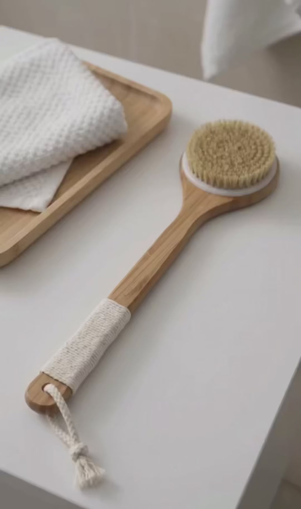 VERA NOAH Bamboo Exfoliating Bath Brush – Natural Bristle Body Brush for Smoother Skin
